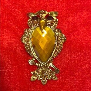 Gold and Yellow Owl Brooch